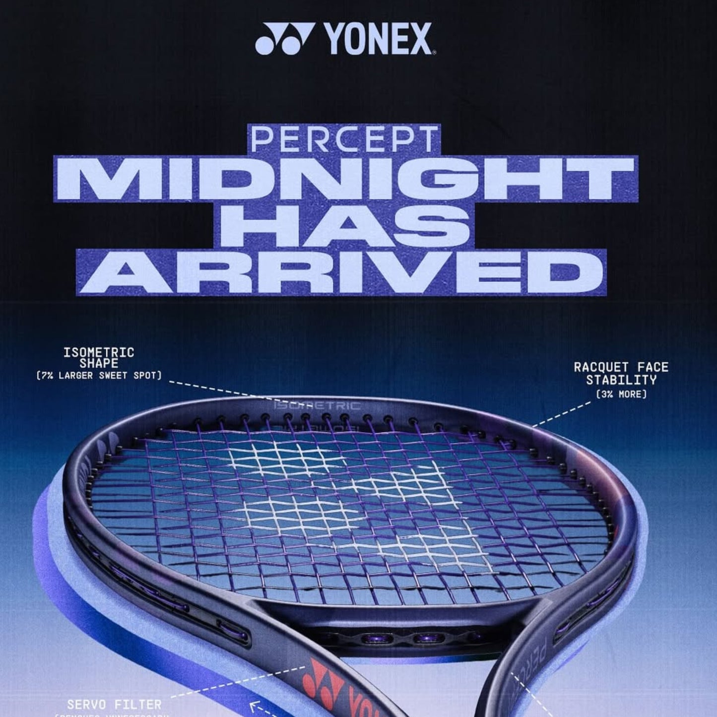 YONEX RACKET PERCEPT 01 100L 16X19 280G MIDNIGHT NAVY