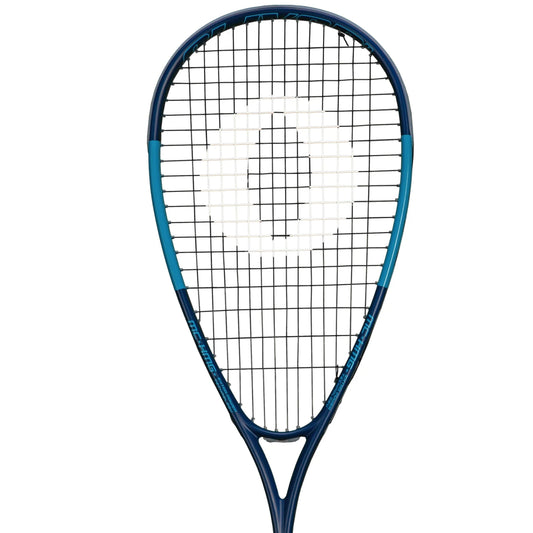 Blue Oliver squash racket on a white background