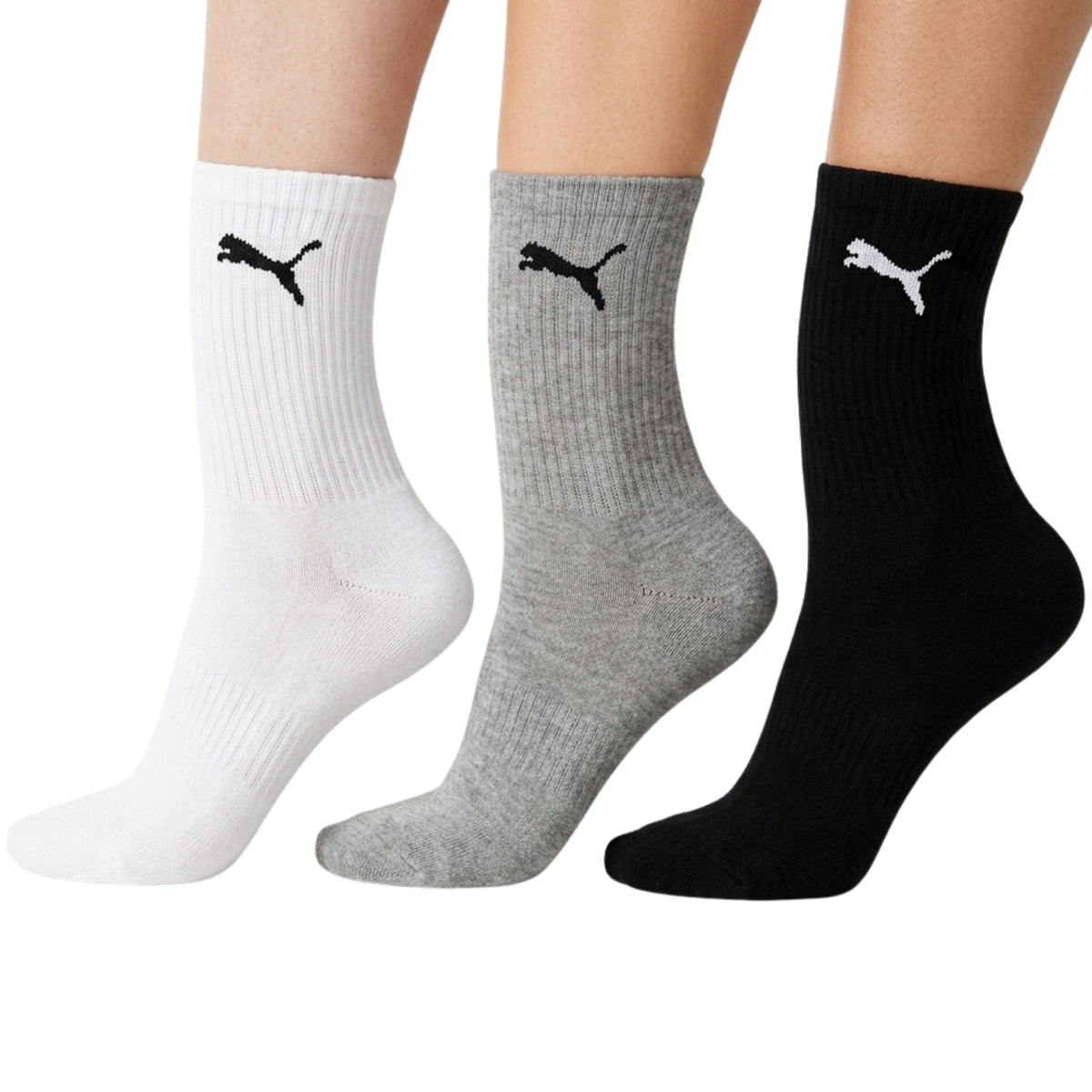 PUMA SOCK CREW LOGO BLACK/GREY/WHITE (3)