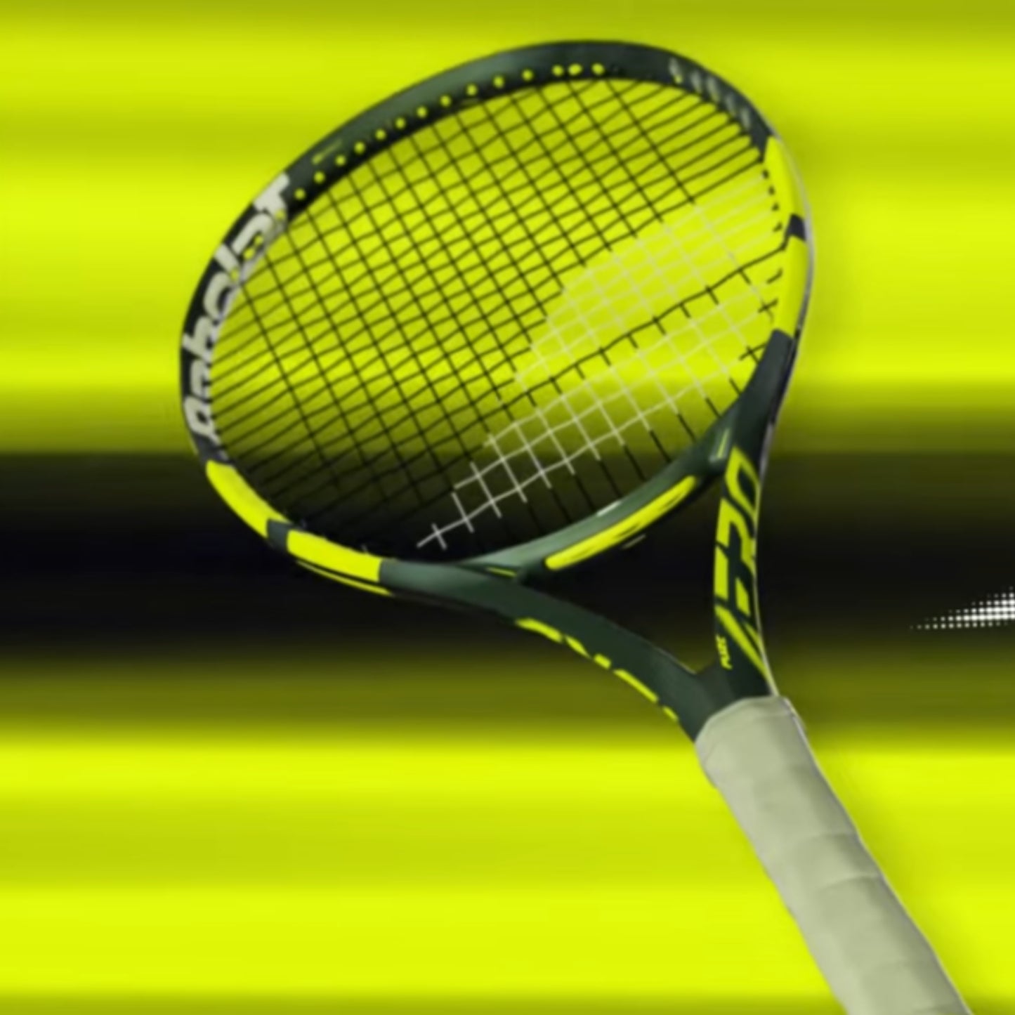 Tennis racket with a yellow background