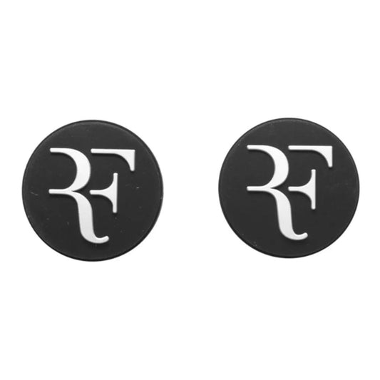 Black round Wilson RF dampener with white logo on a white background