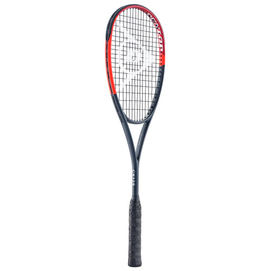 Dunlop Squash racket with red accents on a white background
