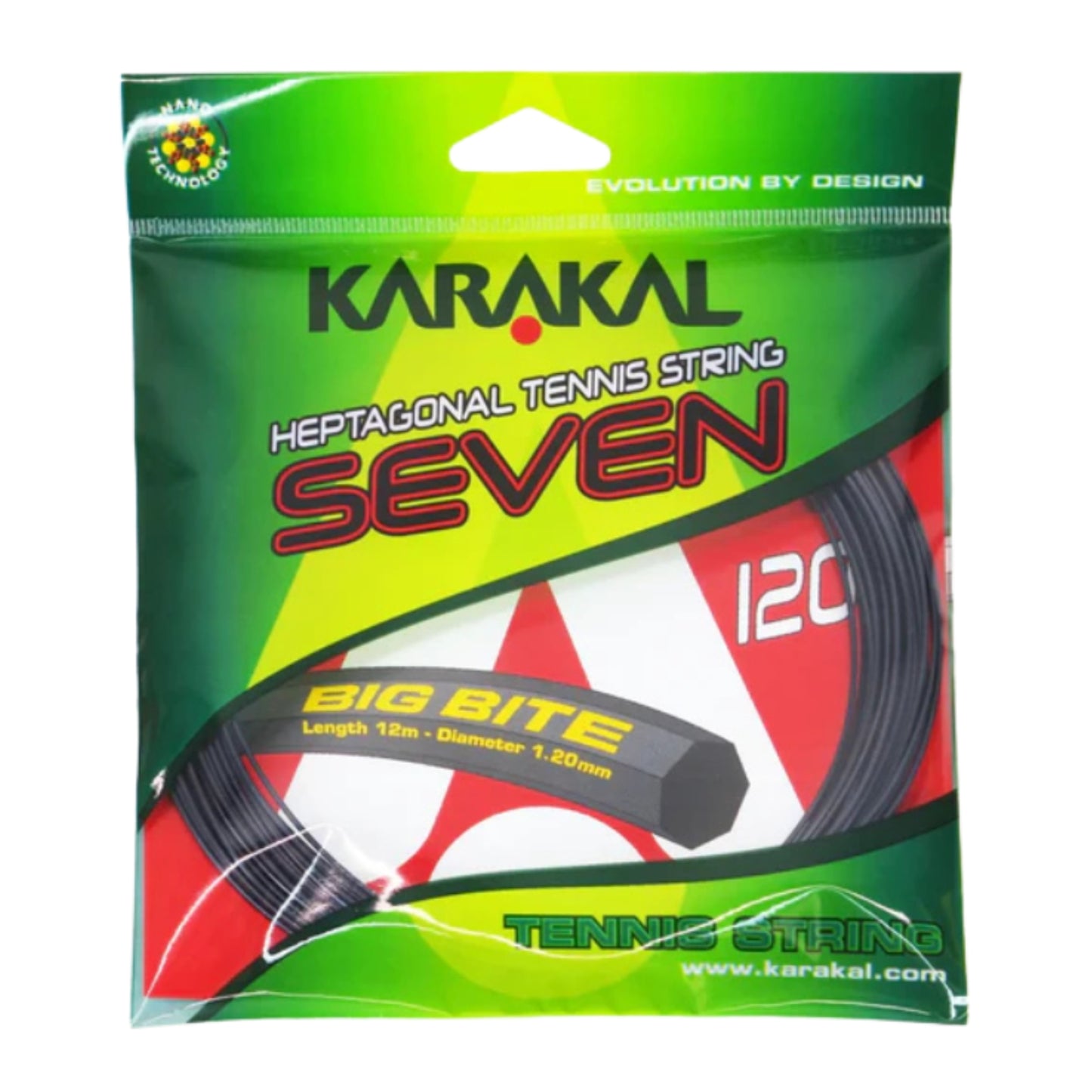 Karakal Heptagonal Tennis String Seven packaging on a white background