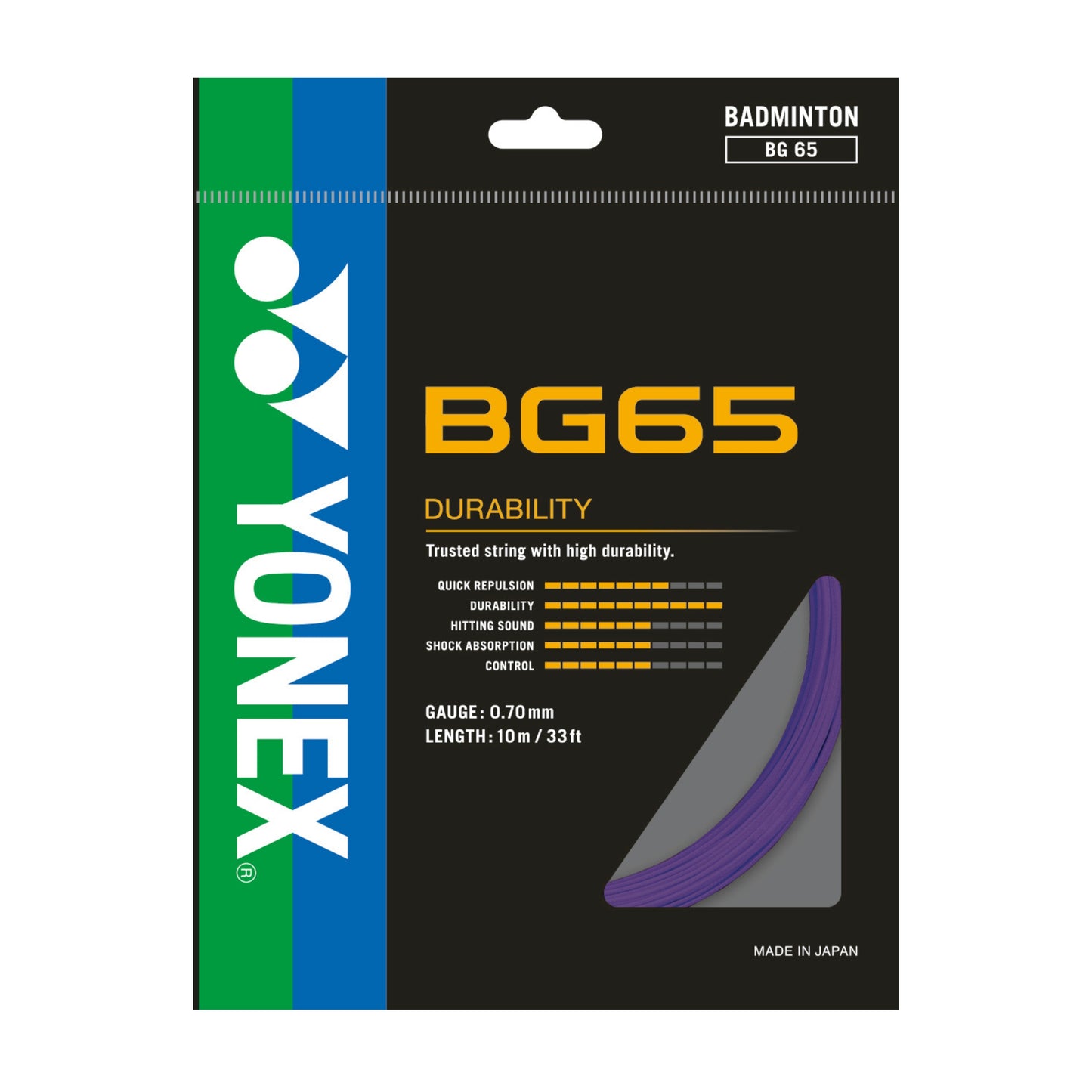 YONEX STRING BMT BG65 22G 0.70MM VIO SET