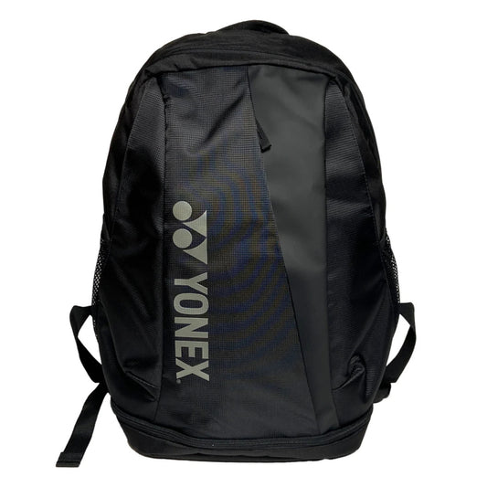 Black backpack with Yonex logo on a white background