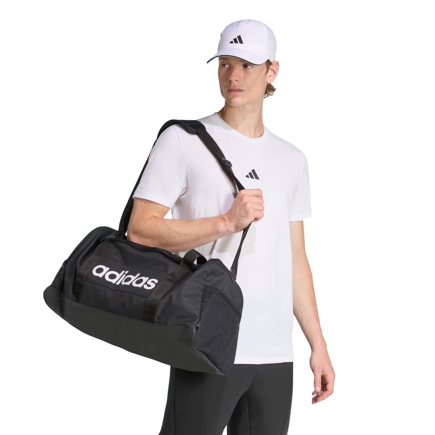 ADIDAS BAG DUFFEL LINEAR MEDIUM BLACK/WHITE