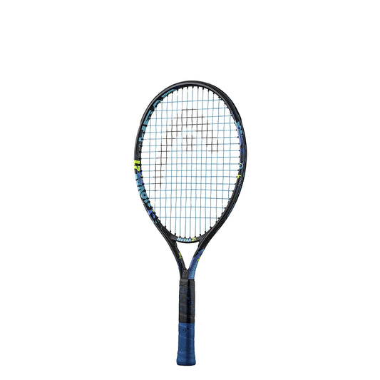 Head Tennis racket with a black and blue design on a white background