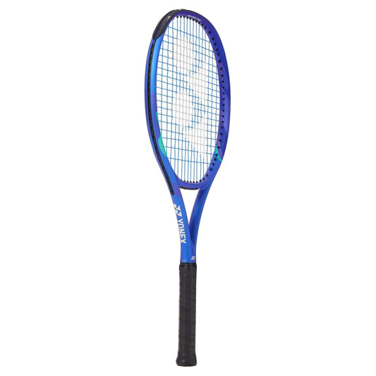 Blue Yonex Ezone Racket on a whte background