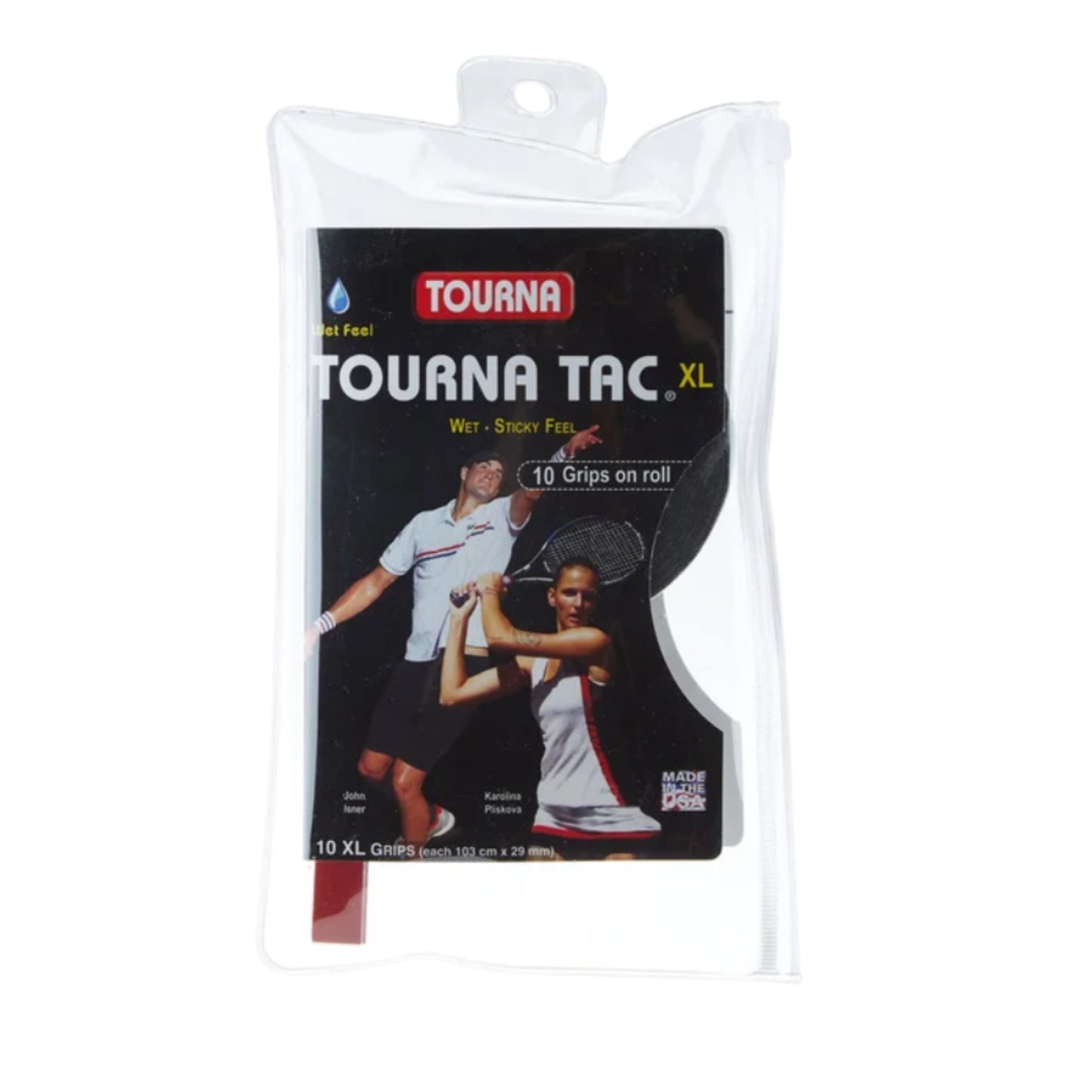 Packaged Tourna Tac XL tennis grip on a white background