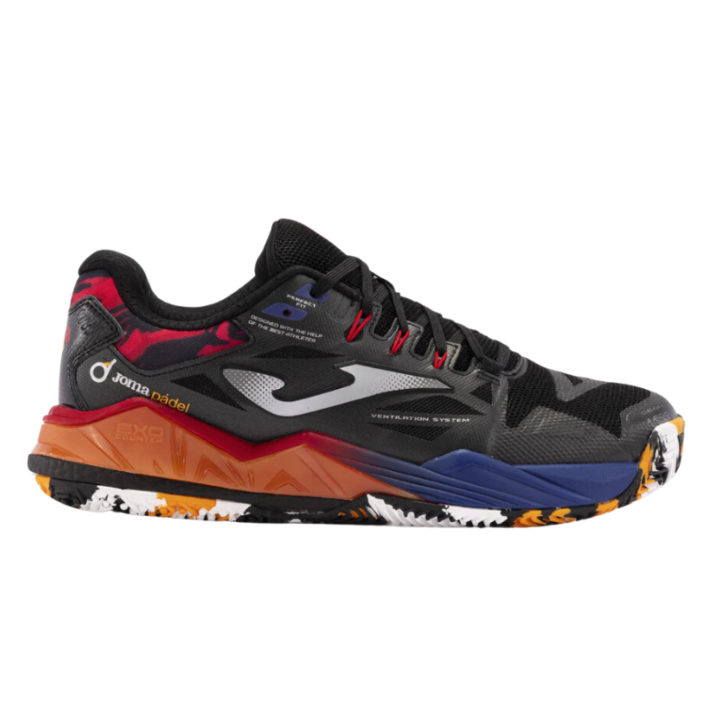 ノム 4L 95cm JOMA SHOE PADEL SPIN MN BLACK/RED/ORANGE (AW24) – Baseline Racquets