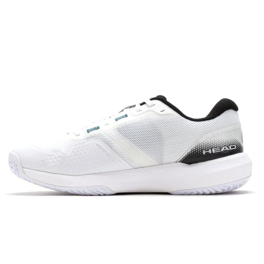 White Head tennis shoe with black and teal accents on a white background