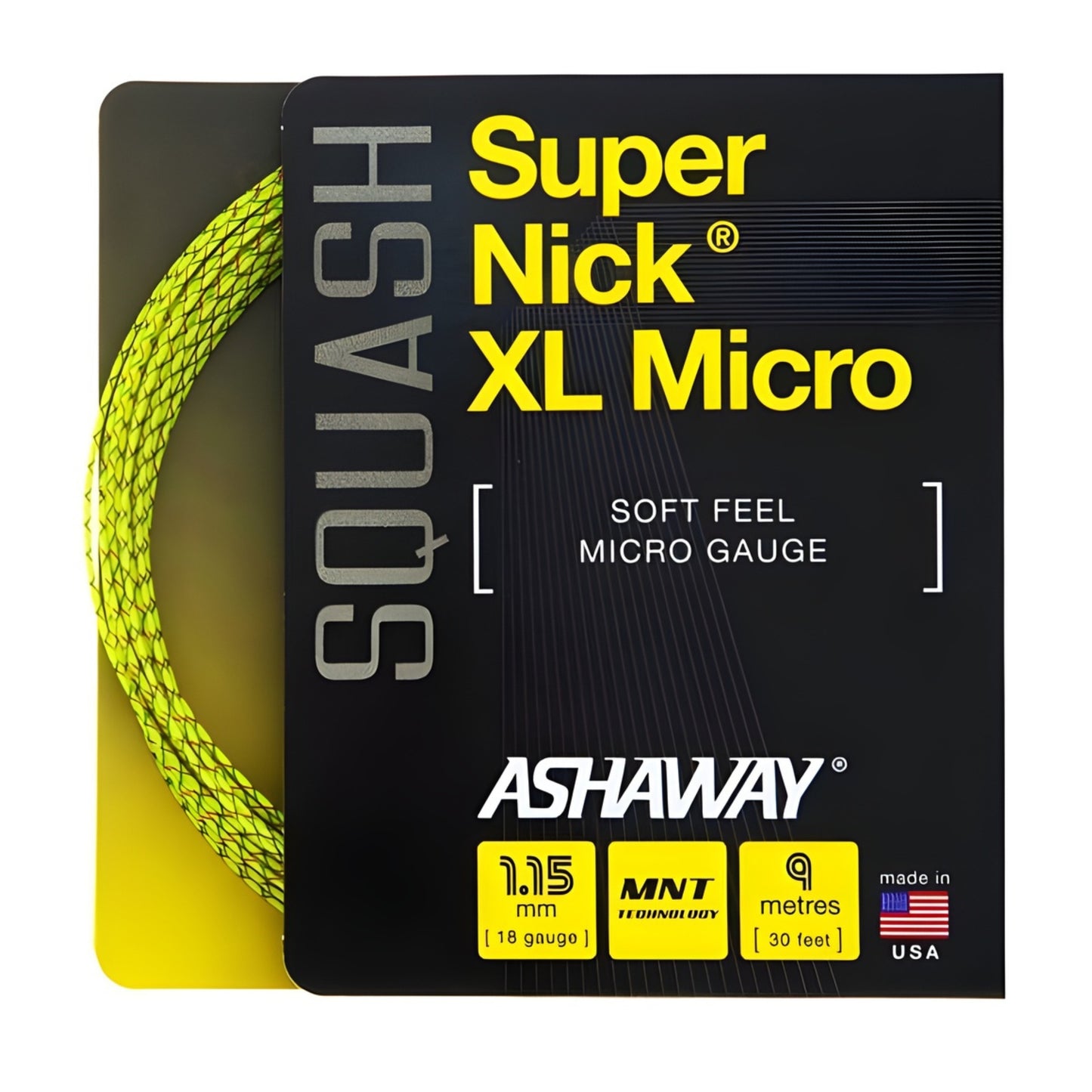 ASHAWAY STRING SQ SUPERNICK XL MICRO 18G 1.15MM YEL SET