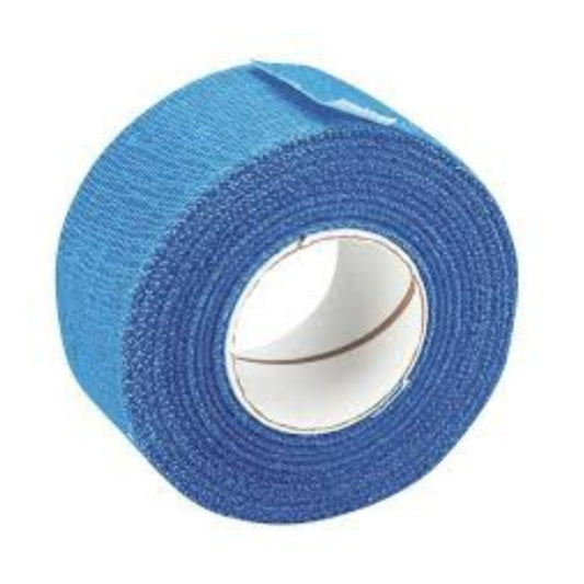 Roll of blue tape on a white background