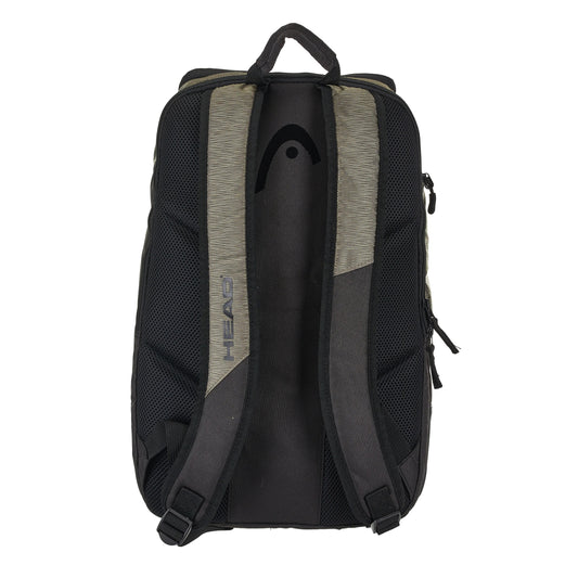 Black and gray Head backpack with visible branding on a white background
