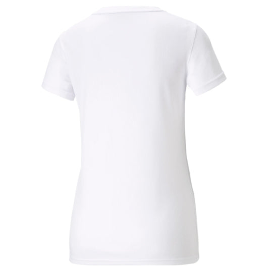 Back view of a white t-shirt on a white background
