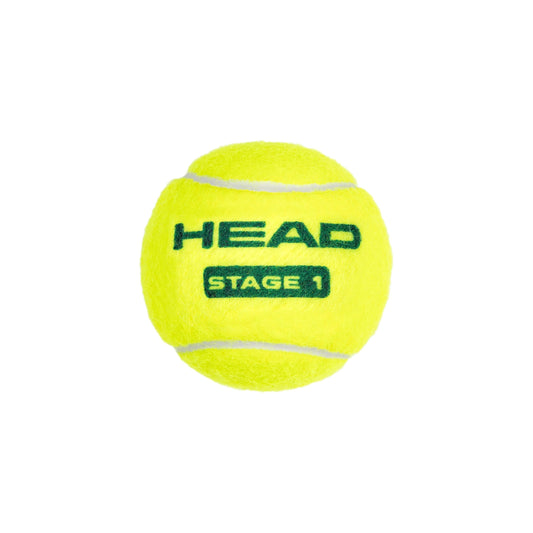 Yellow tennis ball with 'HEAD' branding on a white background