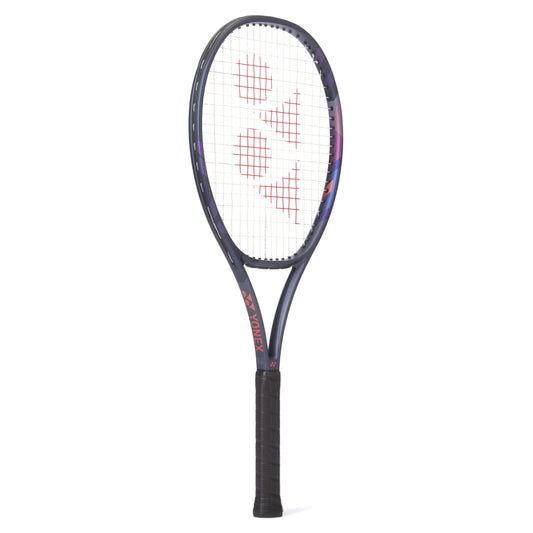 Tennis racket with a brand logo on a white background