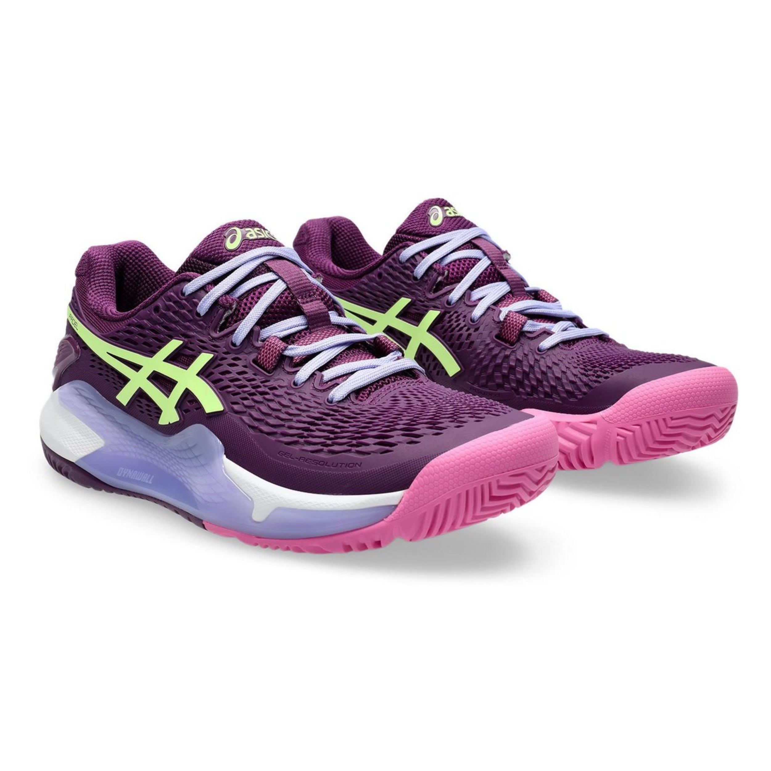 ASICS SHOE G-RESOLUTION 9 PADEL WN DEEP MAUVE/LIME GREEN (AW24