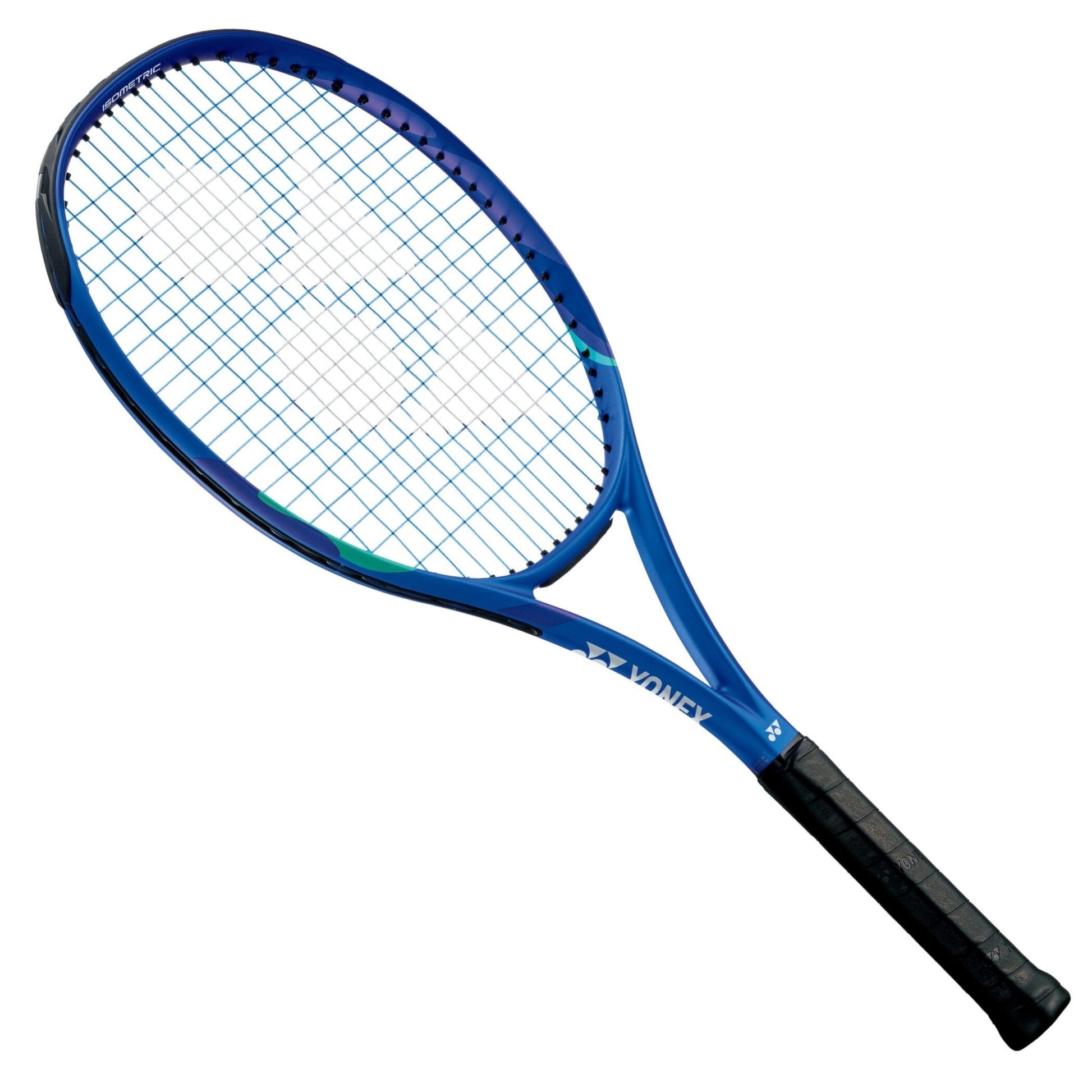Blue Yonex Ezone Racket on a whte background