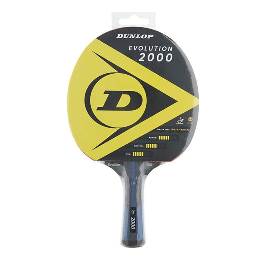 Table tennis bat, in it's packaging with the wording Dunlop and Evolution 2000