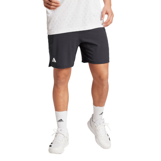 Black shorts with adidas logo on bottom right corner on the right leg