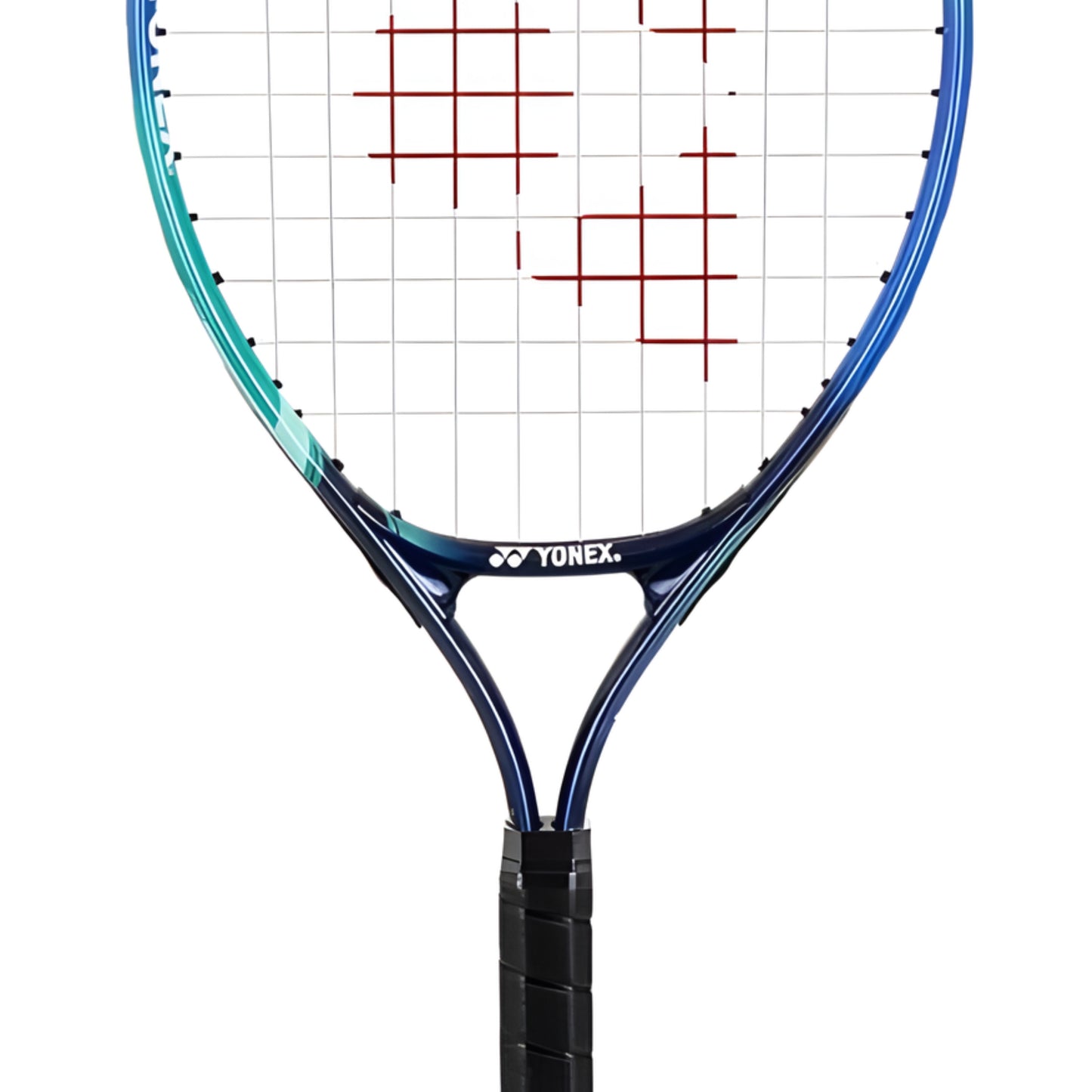 Yonex blue and green racket with logo on racket