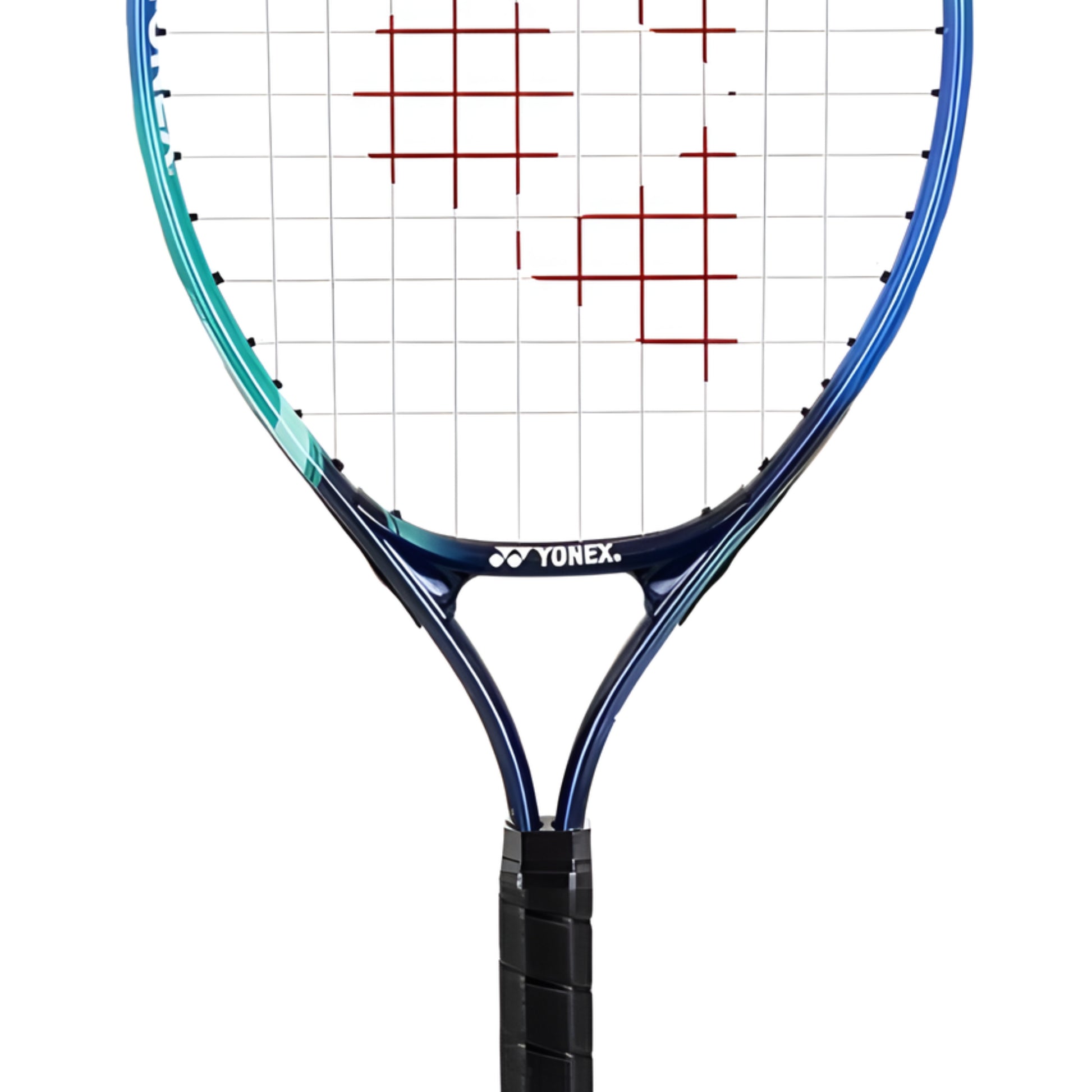 Yonex blue and green racket with logo on racket