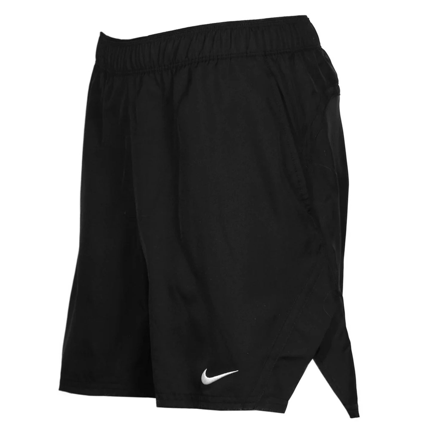 Black shorts with a Nike logo on a white background