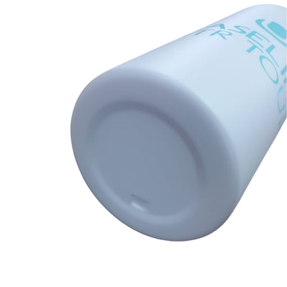 Bottom view of a white water bottle on a whote background