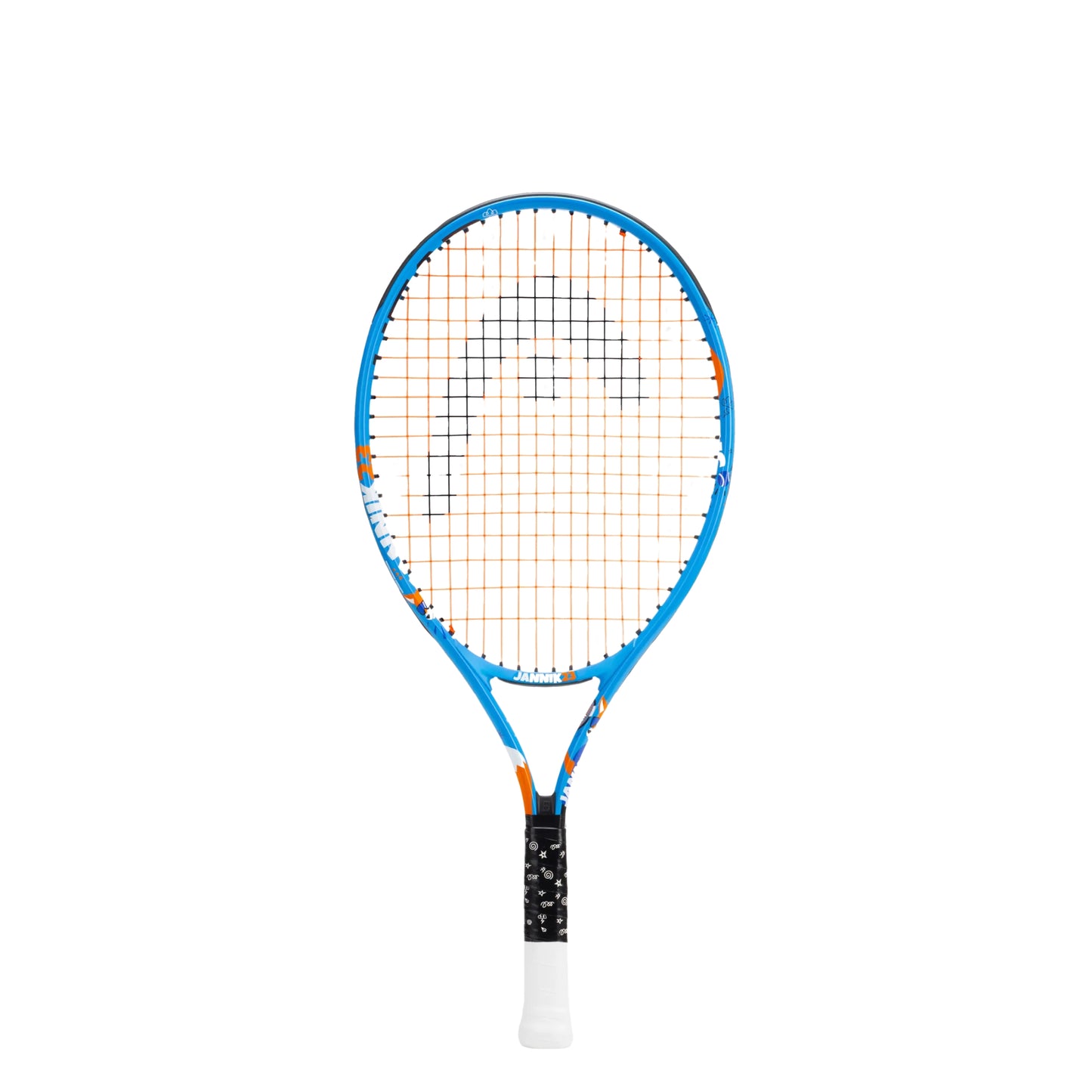 A Head tennis racket with a blue frame, orange accents, and white strings, shown against a plain white background.