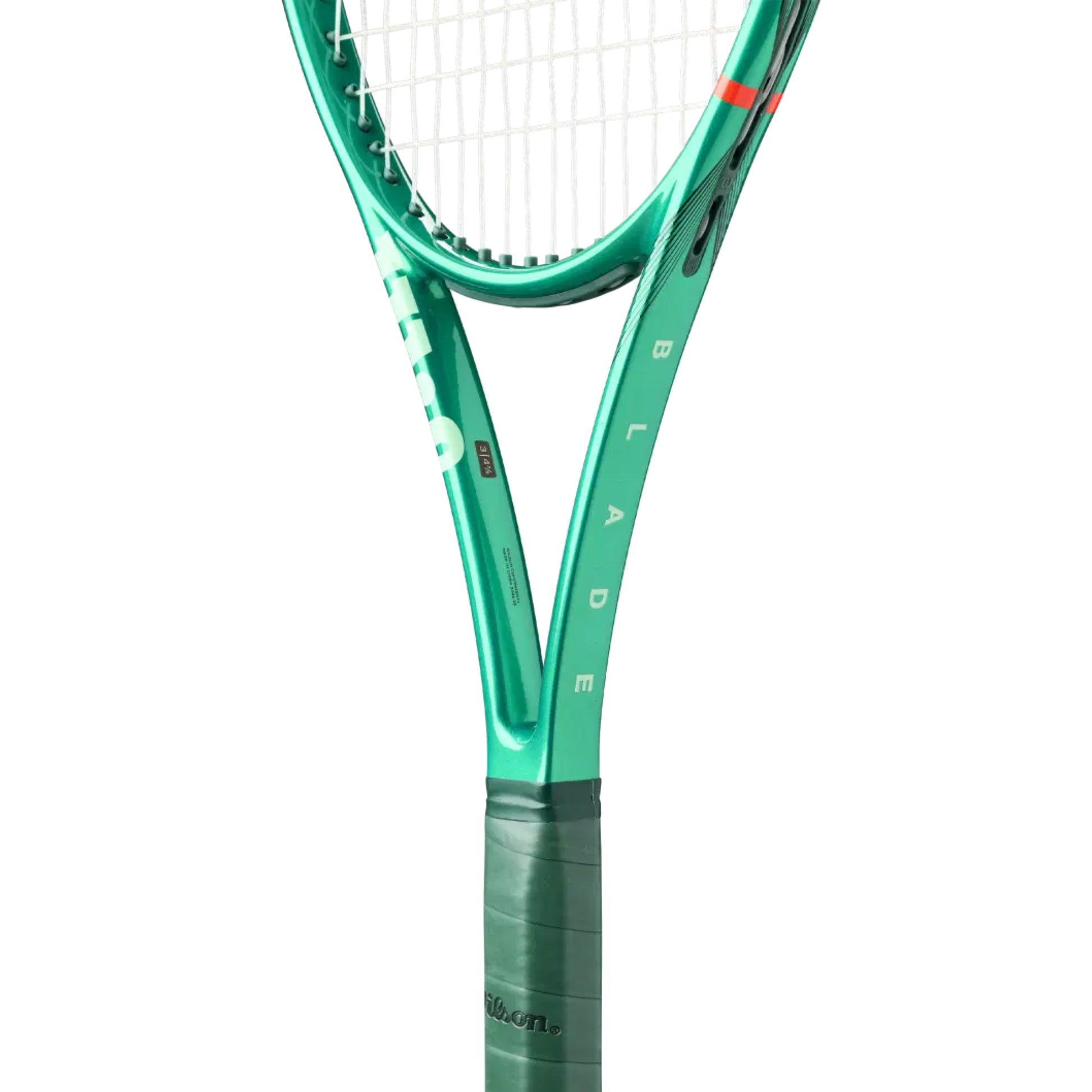 Green Wilson tennis racket with brand logo on a white background