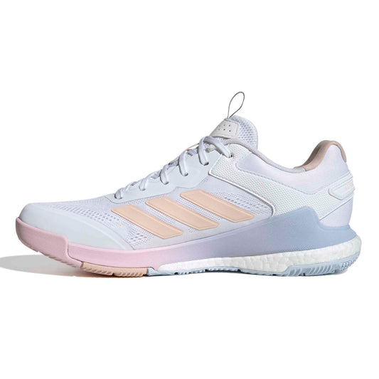 White and pink Adidas shoe on a white background