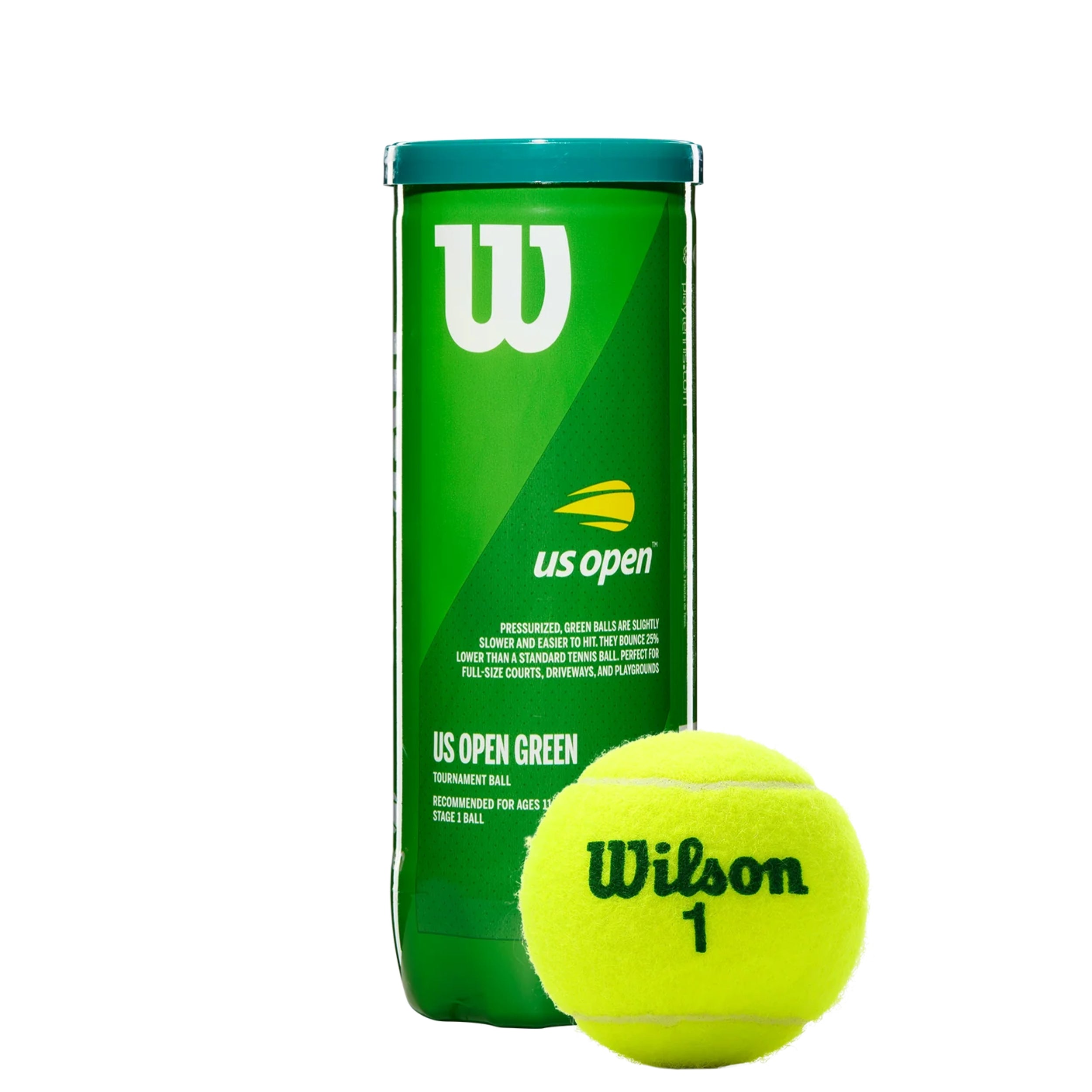 WILSON BALL TENNIS US OPEN STAGE 1 GREEN / CAN (3) – Baseline Racquets