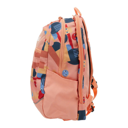 Colorful backpack with a pattern on a white background