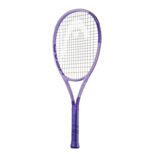A purple Head tennis racket with a purple grip handle and black string bed, shown vertically against a plain white background.