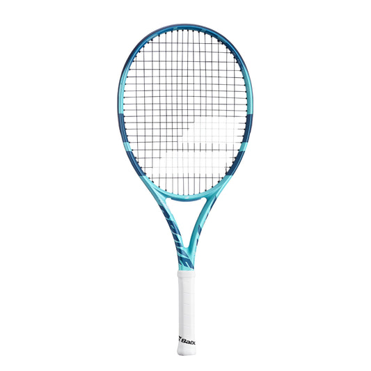 Teal and Navy Babolat racket with a white handle