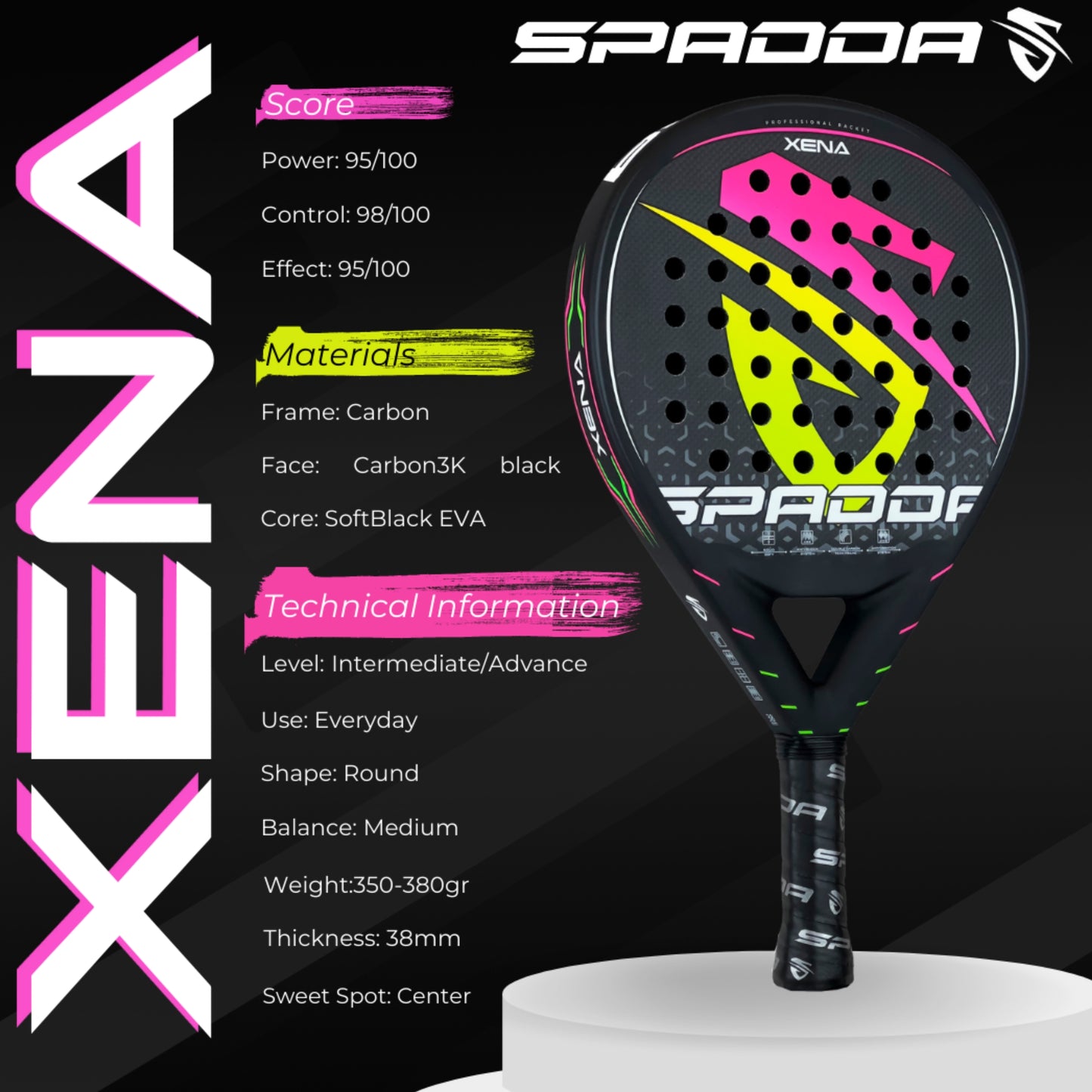 SPADDA PADEL XENA 3K 380G