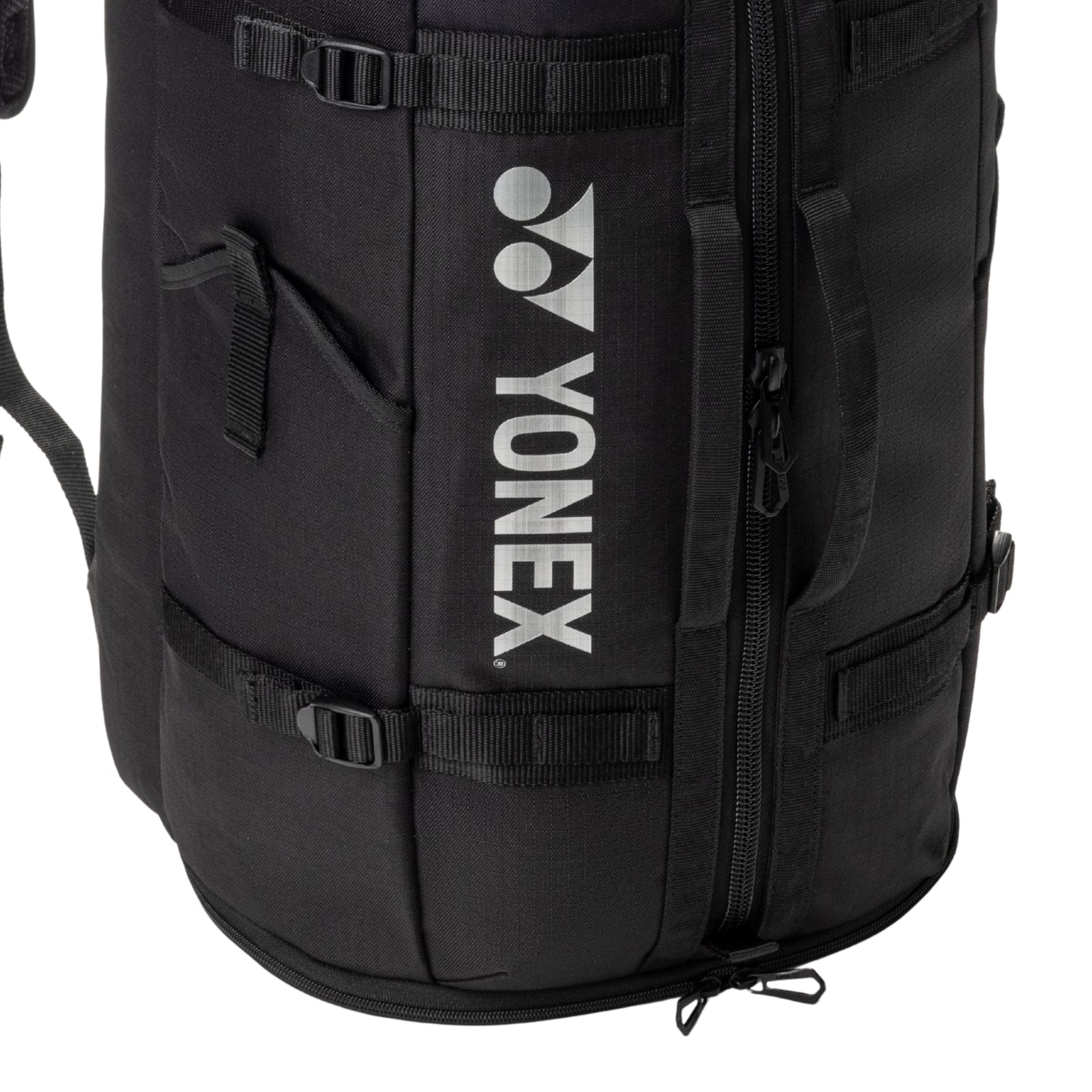 Black backpack with Yonex logo on a white background
