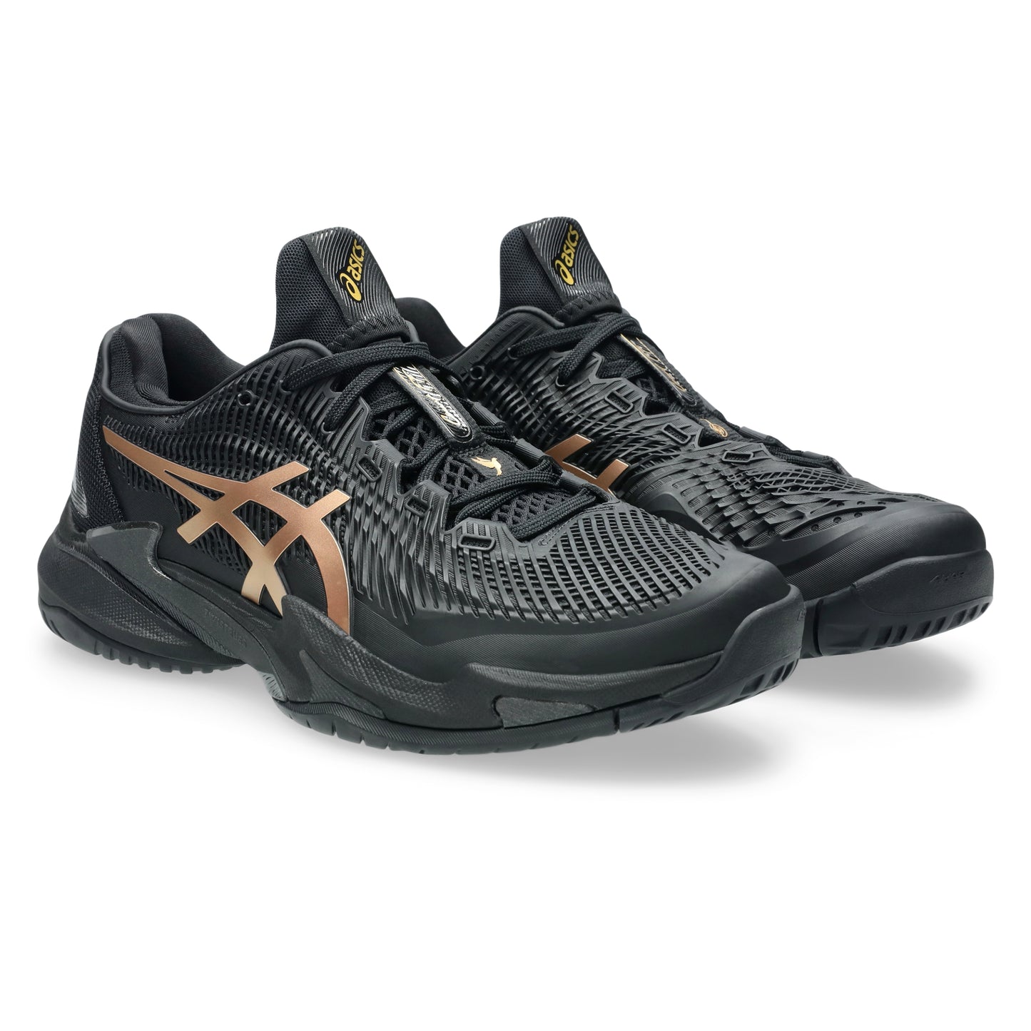 Black and brown tennis shoe shoes on a white background
