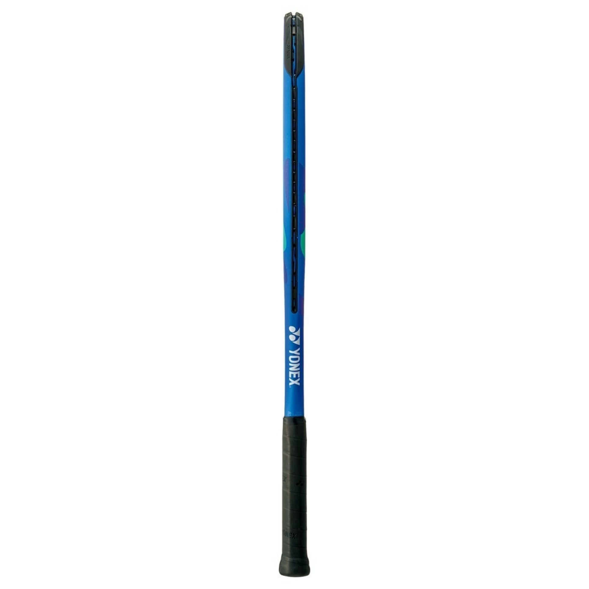 Blue Yonex Ezone Racket on a whte background