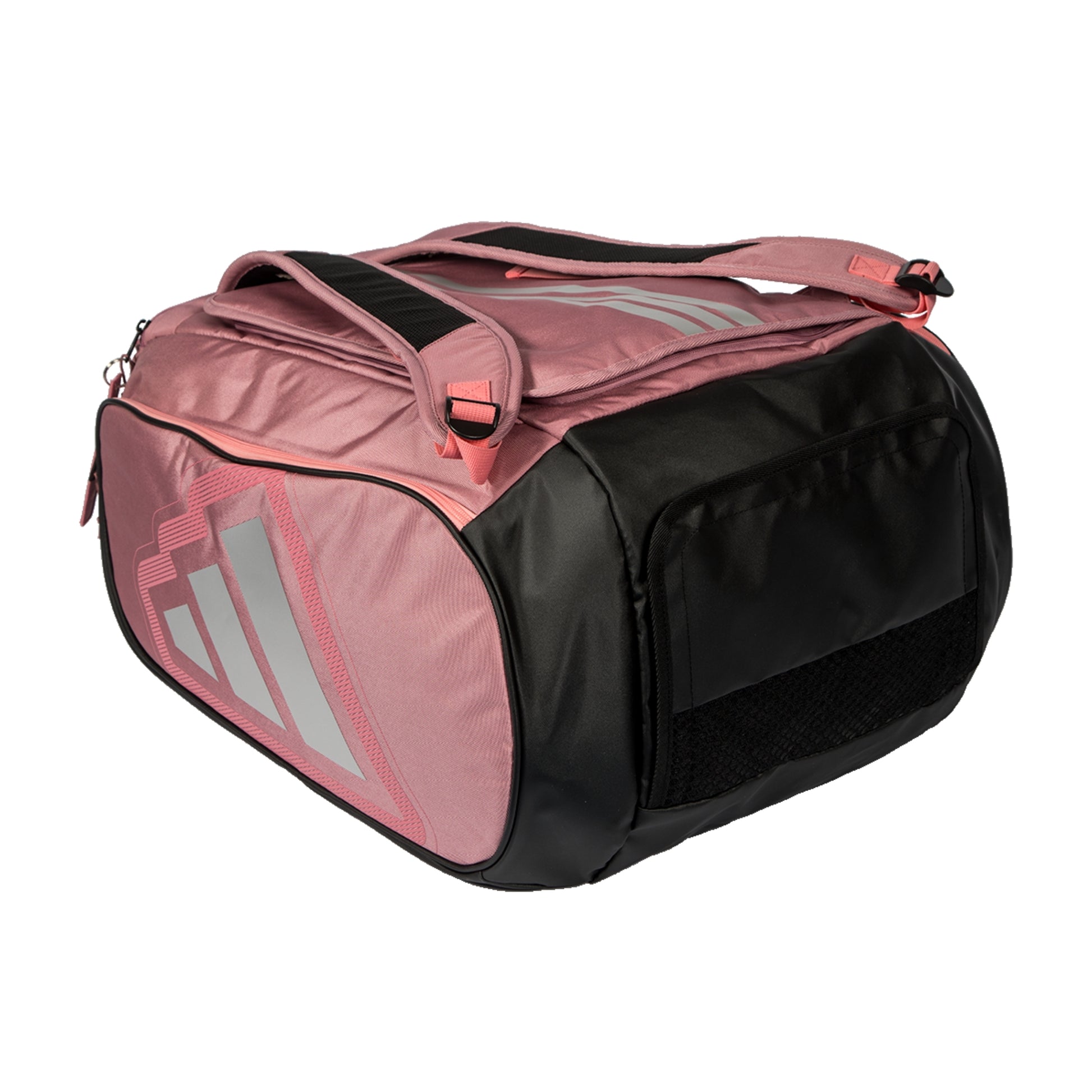 Pink adidas Padel bag with a silver logo on a white background