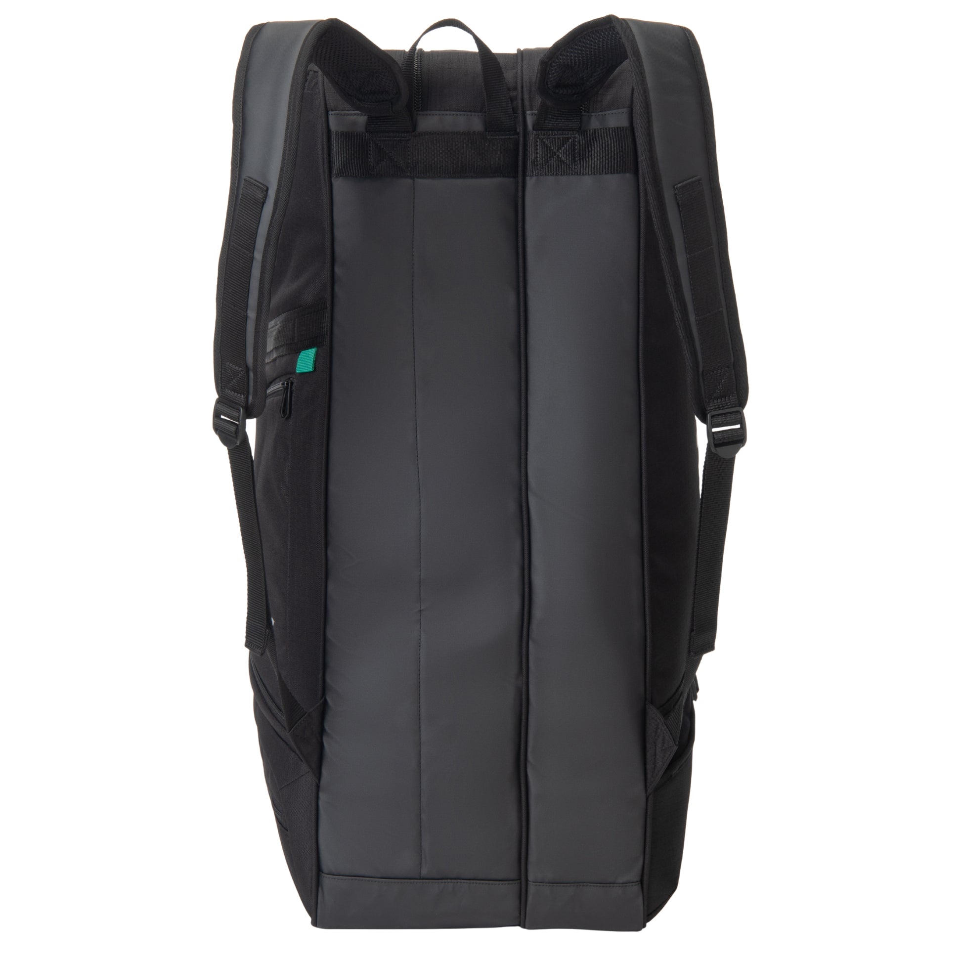 Back view of a Black backpack on a white background