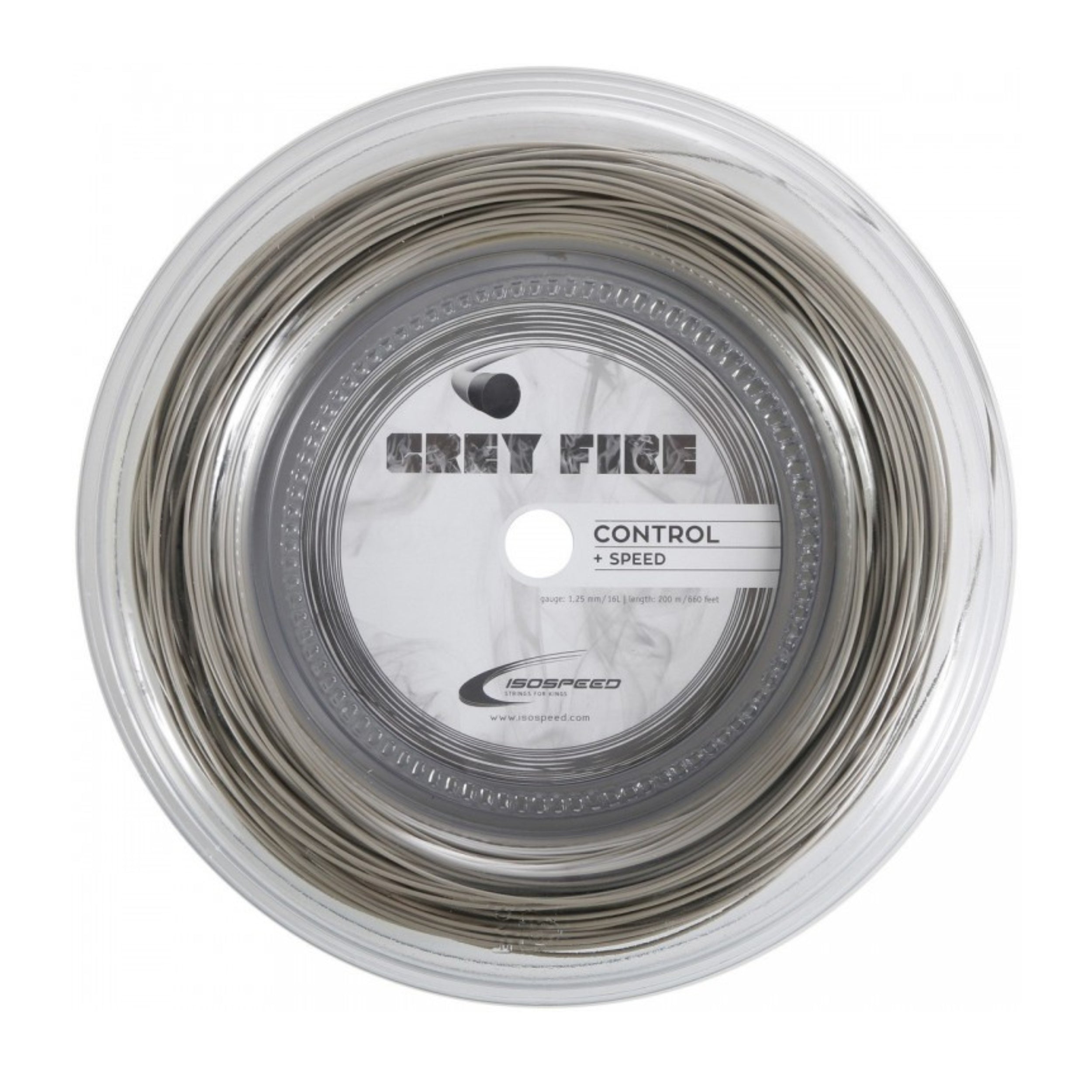ISOSPEED STRING GREY FIRE 16 1.30MM REEL – Baseline Racquets