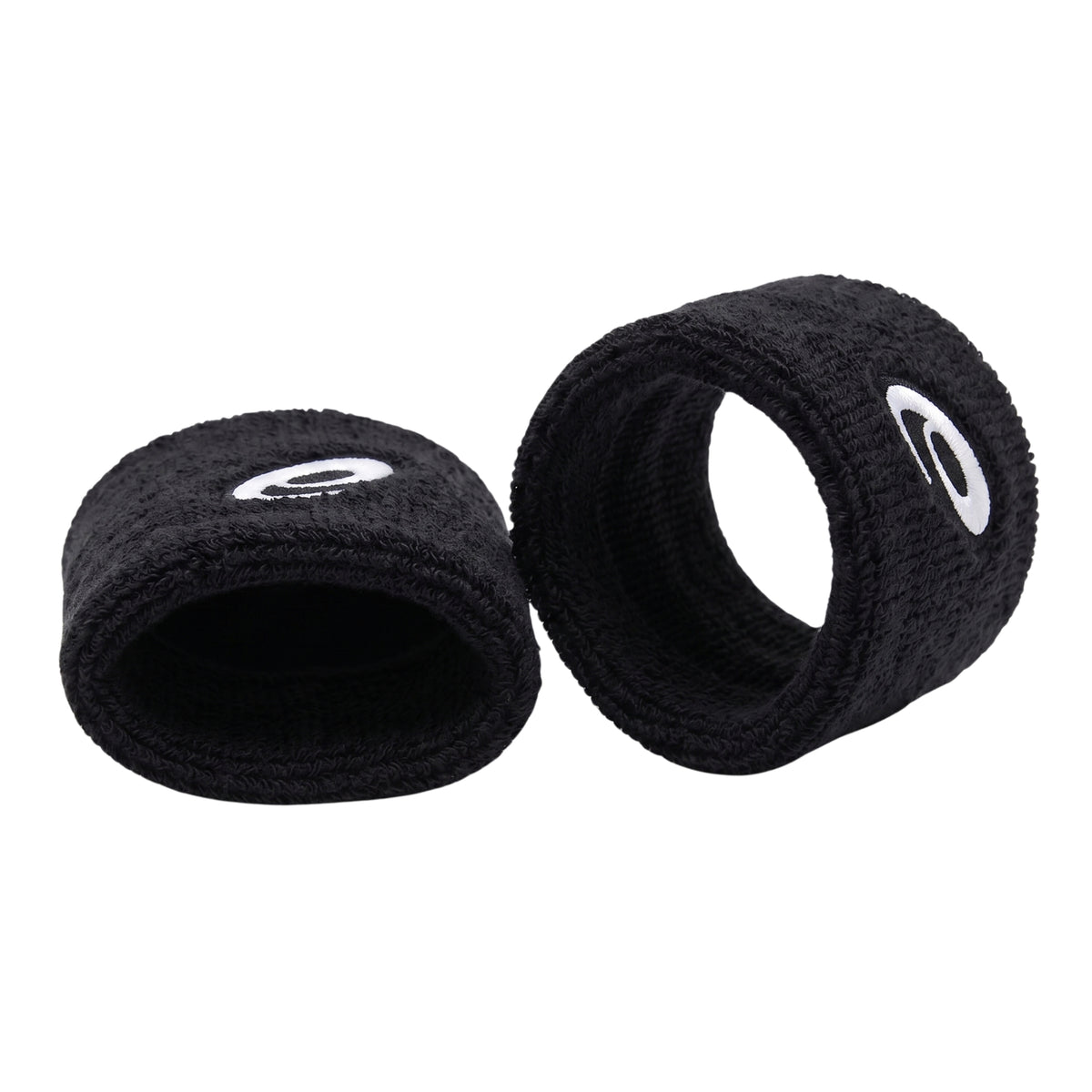 Two black wristbands with a logo on a white background