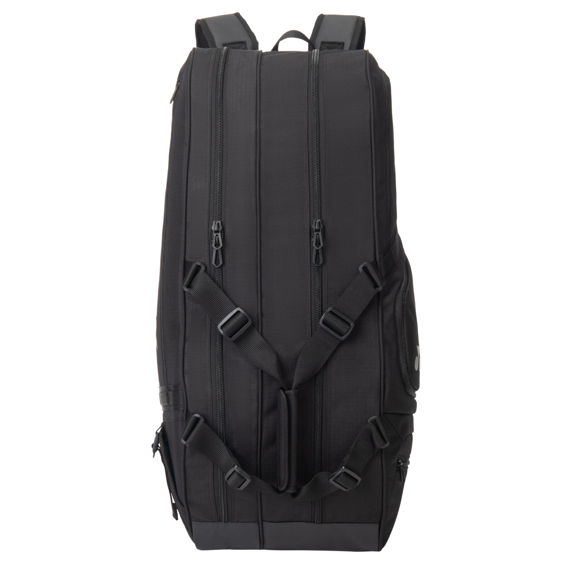 Black backpack on a white background