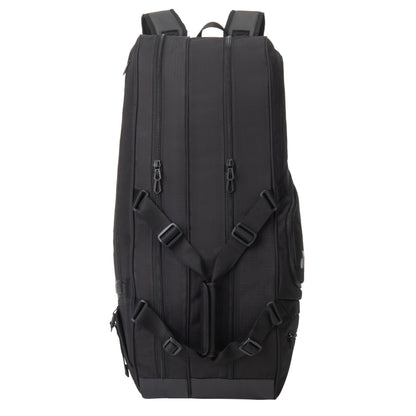 Black backpack on a white background