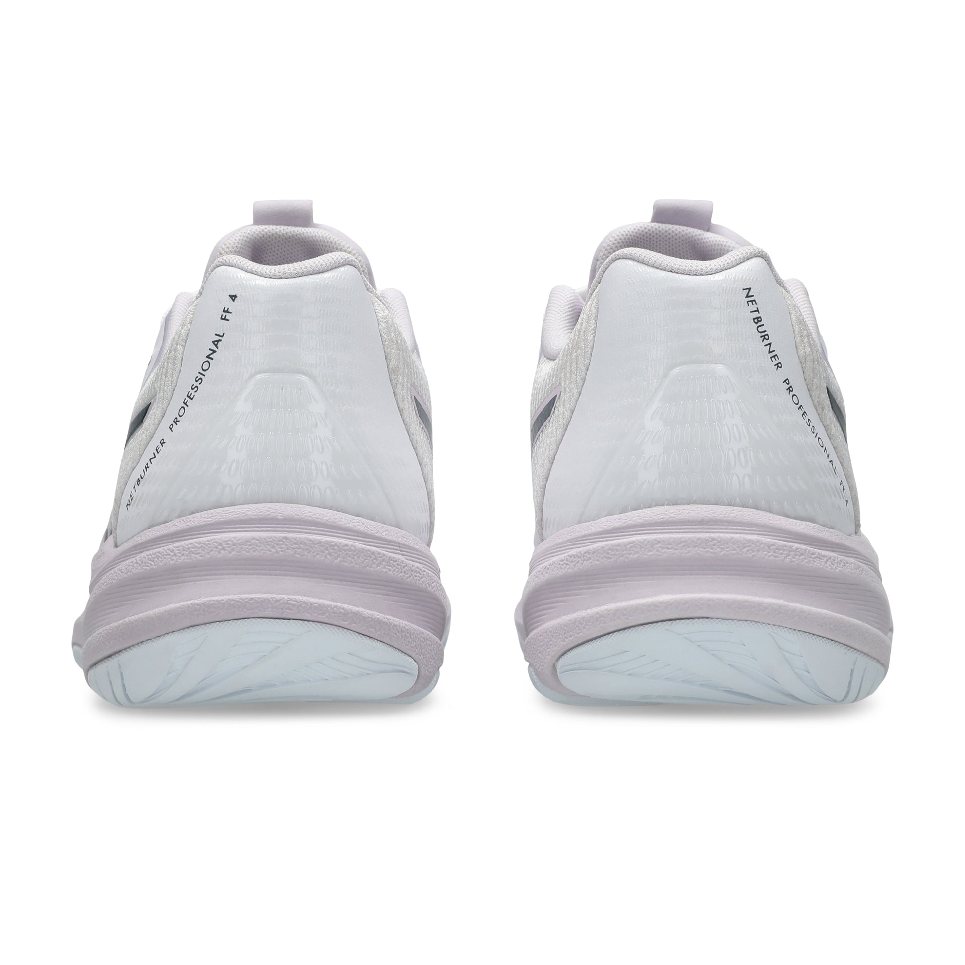 White Asics shoes with sole design on a white background
