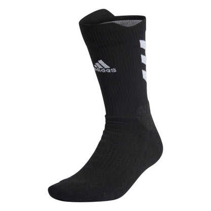 Black sock with Adidas logo on a white background