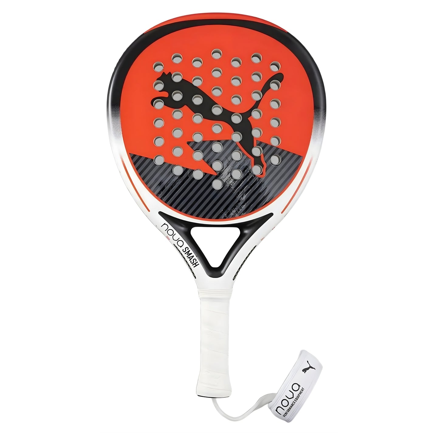 Puma padel racket with Puma logo and wording nova smash bottom left with white handle