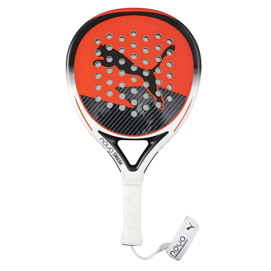 Puma padel racket with Puma logo and wording nova smash bottom left with white handle